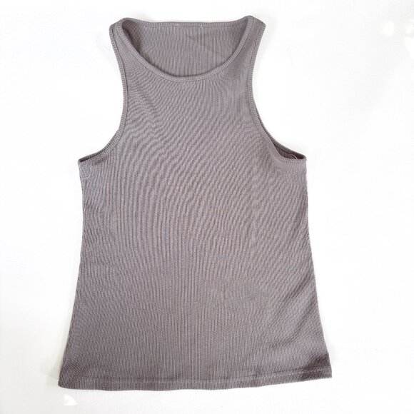 Mod Ref Warm Grey Ribbed Loose Tank Top - Picture 1 of 3